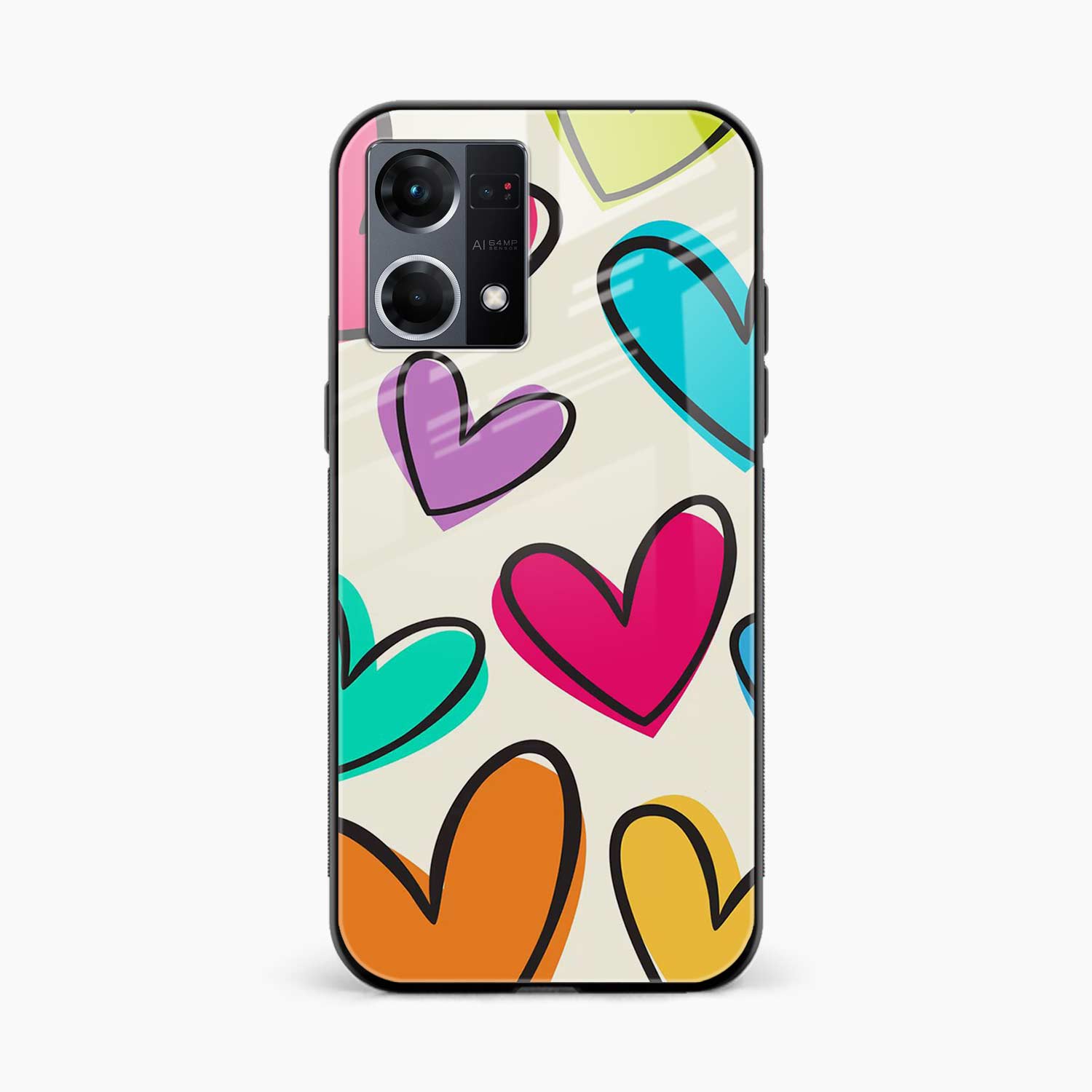 Colorful Hearts Oppo F21 Pro Back Cover