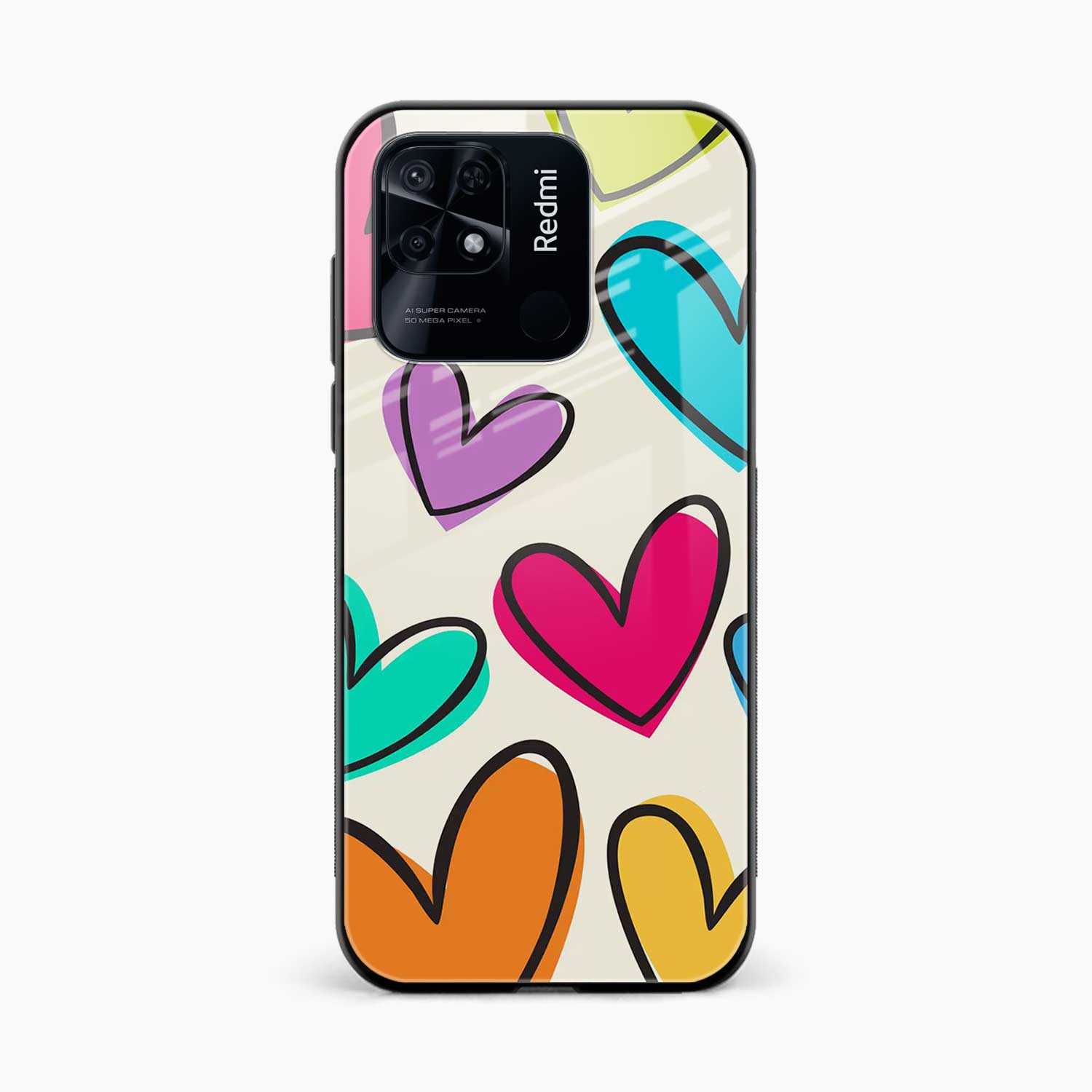 Colorful Hearts Redmi 10 Back Cover
